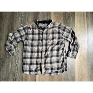 Buckhorn River Flannel Shirt‎ Mens XL Grey Black Buffalo Plaid Classic Fit
